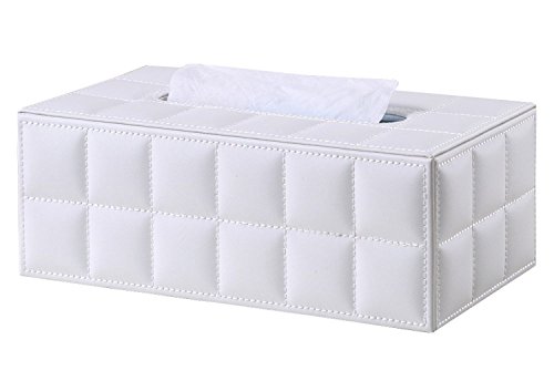 Zedtom PU-leder Kosmetiktücherbox Taschentuchspender, 25*14*9.5cm (Weiss) von Zedtom