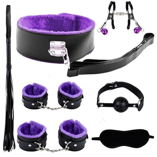 ZeeKoug 7-Teilige Lila Leder Yoga Training Set ZubehöR, Verstellbare GrößE, Sport Training Und Fitness Geschenke, Paar Geschenke von ZeeKoug