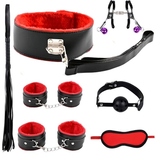 ZeeKoug 7-Teilige Rote Leder Yoga Training Set ZubehöR, Verstellbare GrößE, Sport Training Und Fitness Geschenke, Paar Geschenke von ZeeKoug