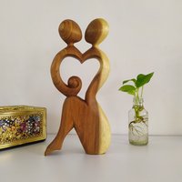 Handgeschnitzte Abstrakte Mutter Und Kind Skulptur Aus Naturholz von ZeeWoodart22