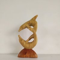 Wunderschöne Delfin Statue Aus Holz. Holzschnitzerei. 2 Statuen, Meerestier von ZeeWoodart22