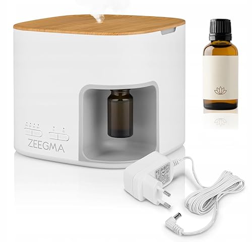 ZEEGMA AROMI Ultraschall-Diffusor für ätherische Öle, Luftbefeuchter, Aromatherapie-Funktion, Leistung 12 W, 2 Modi der Intensität des Duftes, Kapazität 500 ml Timer, Nachttischlampe LED (Weiß) von Zeegma