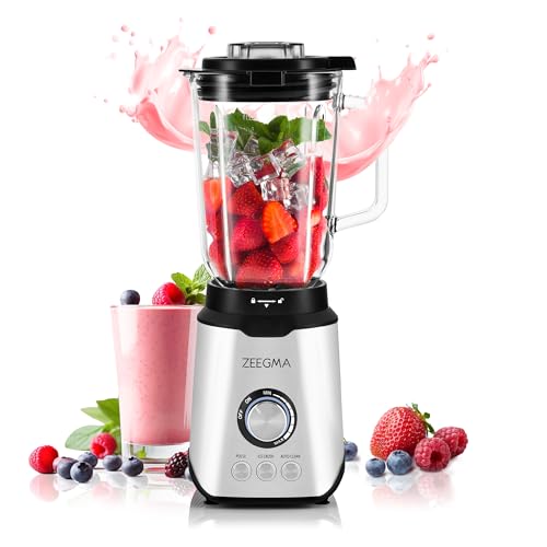 ZEEGMA Grand Vitamine Multifunktions-Standmixer 1600 W, Standmixer mit 1,7 l Glasbehälter, drei Automatik-Betriebsarten, stufenlose Geschwindigkeitsregulierung, 6 Edelstahl-Schneidmesserr von Zeegma