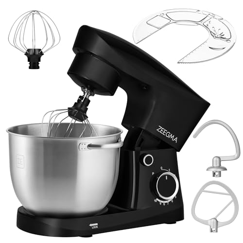 ZEEGMA PLANEET EASY Planetenroboter 1500 W Multifunktionale Küchenmaschine mit 5,2 L Schüssel mit 2 Griffen, Mixer mit 10 Geschwindigkeitsstufen mit Haken, Rührer, Schneebesen, Deckel mit Maßangaben von Zeegma