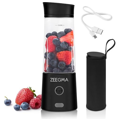 ZEEGMA Vitamine GO Tragbarer Mixer für Cocktails und Smoothies 300W, Personal Blender, Mini-Mixer 450ml mit 6 Klingen, 2 Geschwindigkeiten Akku 5000 maH, 25 Anwendungen pro Ladung von Zeegma