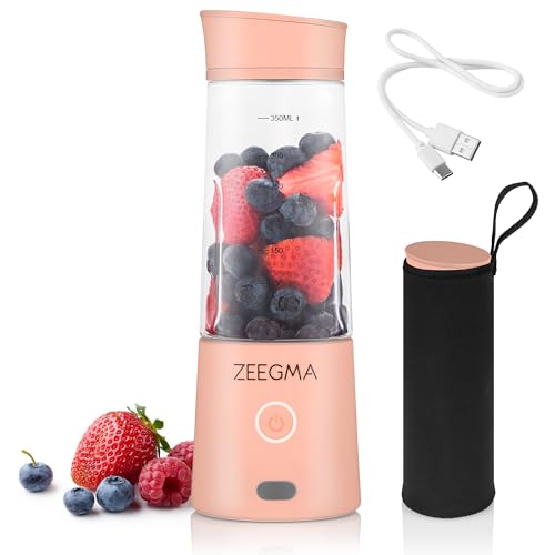 ZEEGMA Vitamine GO Tragbarer Mixer für Cocktails und Smoothies 300W, Personal Blender, Mini-Mixer 450ml mit 6 Klingen, 2 Geschwindigkeiten Akku 5000 maH, 25 Anwendungen pro Ladung von Zeegma