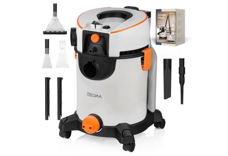 Zeegma Wasch-Sauger ZONDER WASH GREY, 1400 W, beutellos, mit Beutel, Blasfunktion/Leistungregulierung 800-1400W/4L Wassertank von Zeegma