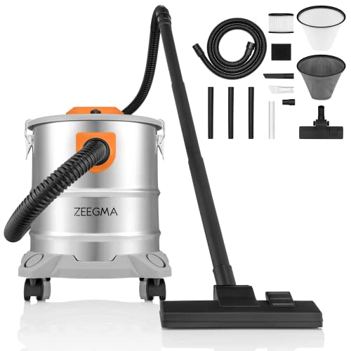 Zeegma ZONDER PRO ASH Trockensauger für Asche und Schutt, Industriestaubsauger 1600W, Edelstahlbehälter 20 L, HEPA-Filter, Ausblasfunktion Kabel 5 m von Zeegma