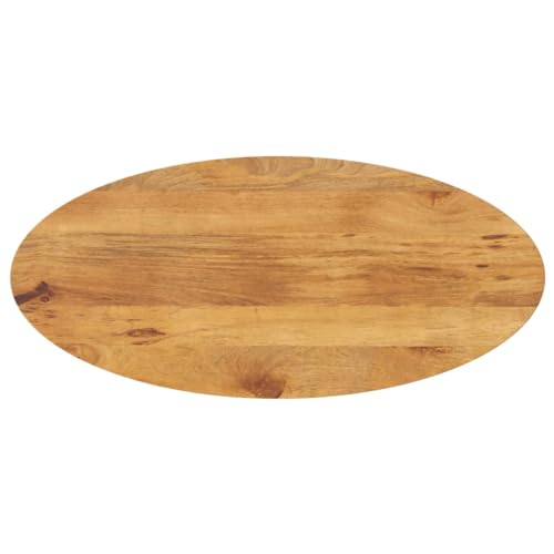 Zeehear Ovale Tischplatte 120x50x3,8 cm aus massivem Mangoholz in Eichen-Optik, robust & langlebig, ideal als Schreibtisch, Esstisch oder Computertisch für Zuhause & Büro von Zeehear