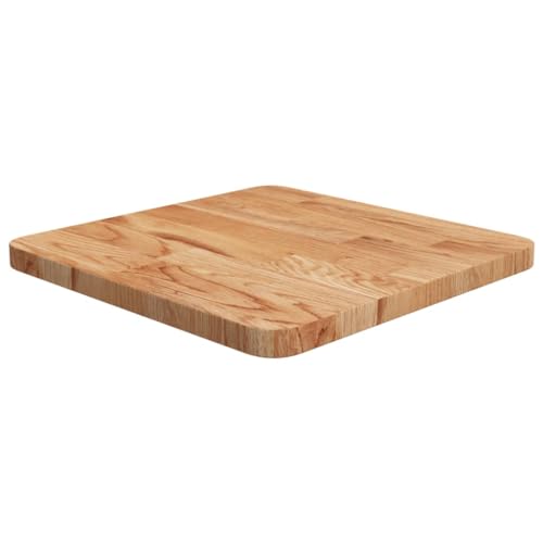 Zeehear Quadratische Tischplatte Hellbraun 40x40x2,5cm, Massive Eiche Behandelt für Couchtisch, Beistelltisch, Bartisch, Langlebige Möbelplatte von Zeehear