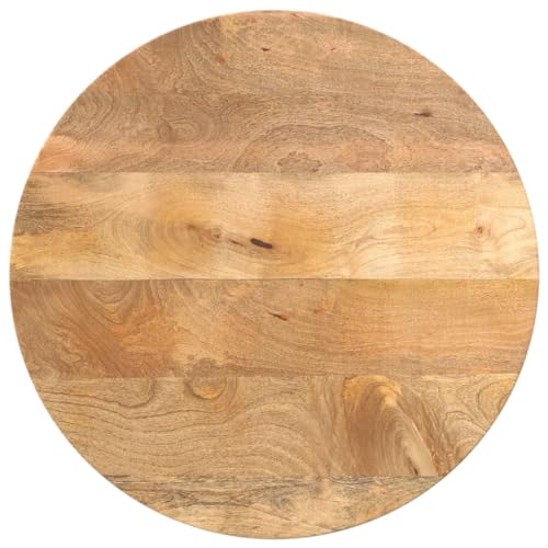 Zeehear Runde Tischplatte Massivholz Mango Ø 50x3,8 cm, Natur-Finish, Langlebige Ersatz-Tischplatte für Küchentisch, Esstisch, Schreibtisch, Vielseitig nutzbar als Arbeitsplatte, Desk, Table von Zeehear