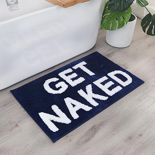 Zeeinx Get Naked Badematte, niedliche Badezimmerteppiche, rutschfeste Mikrofaser, Badteppich, lustige Badezimmerdekoration, maschinenwaschbar, marineblau, Badematte für Badewanne und Dusche, 50,8 x von Zeeinx