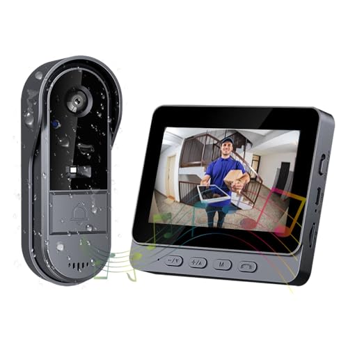 Drahtlose Türklingel mit Kamera 1080P Outdoor Video Türsprechanlage Wasser-Beweis Intercom 170° Weitwinkel Video Tür Telefon Doorviewer 4.3'' IPS Display Doorbell mit Akku Aussen Haustür Türglocke von Zeerkeer