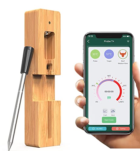 Grillthermometer Kabellos Fleischthermometer Funk Bratenthermometer über iOS Android mit Intelligenter App Bluetooth Küchenthermometer Thermometer Steak Backofen Garten BBQ Camping Grill Zubehör von Zeerkeer