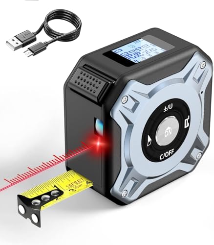Laser Entfernungsmesser 40M Laser Maßband 2 in 1 mit LCD-Display USB wiederaufladbare Digitale Maßband mit Laser, IP54 wasserdicht Lasermessgerät mehrere Mess-Modi für Haus DIY, FT/M/in von Zeerkeer