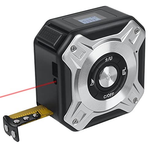 Laser Entfernungsmesser Massband 2 in 1 Laser messgerät 40M & 5M Maßband, Digitale Wasserwaage LCD Hintergrundbeleuchtung M/In/Ft USB-Aufladung Messgerät für Abstand/Länge/Fläche/Volumen Messung von Zeerkeer