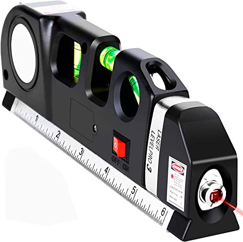 Laser Level Line Tool, Mehrzweck-Laser Level Kit Standard Cross Line Laser Level Laser Line Leveler Beam Tool mit metrischen Linealen 8ft/2.5M für Bilder hängen Schränke Fliesenwänden von Zeerkeer