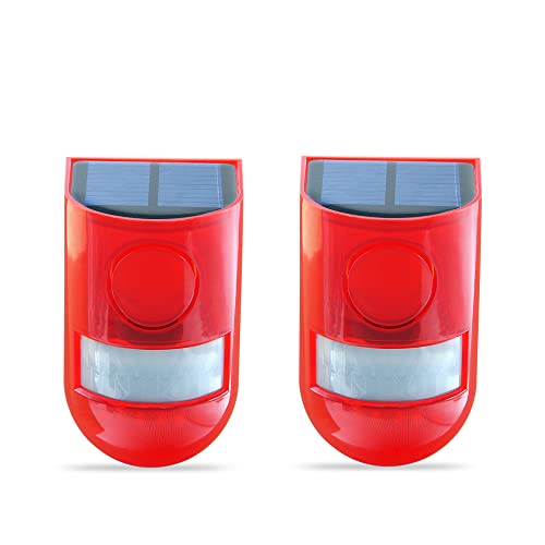 Solar Alarm Licht, Wasserfest Bewegungsmelder Aussen Alarm 110dB laut Sicherheit Alarmanlage mit 5-8M Schaltabstand LED Solarlichter Solar Outdoor für Garten Terrasse Baum Hof Party(2 Stück) von Zeerkeer