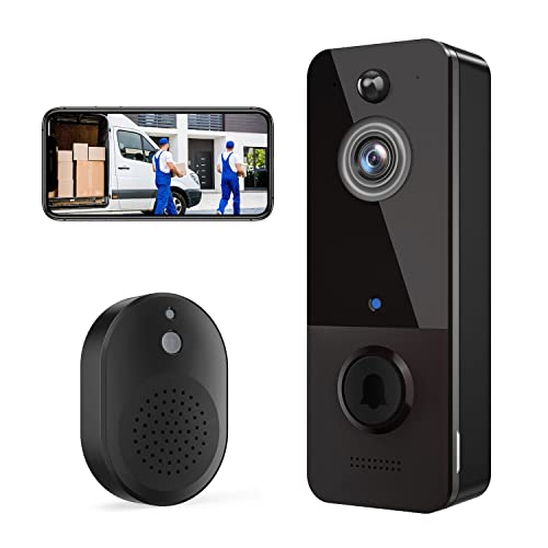 Video Türklingel mit Kamera 1080P HD Kabellose Video Doorbell mit Gong,Smarte Türklingel mit Akku, PIR Personenerkennung, Nachtsicht, 2-Wege-Audio großer Blickwinkel Sichere Cloud Speicherung von Zeerkeer