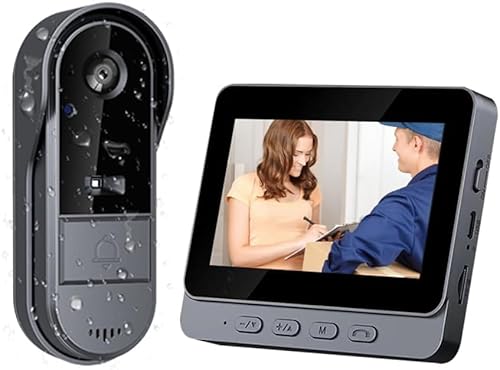 Drahtlose Video Türklingel mit Kamera 1080P Kabellose Video Gegensprechanlage 4,3“ IPS Display Family Intercoms, Farbdisplay und Outdoor Türklingel mit Nachtsichtkamera, Unterstützung SD-Karte von Zeerkeer