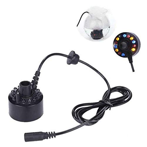 Zeerkeer Mini nebelmaschine, 12 LED Ultraschall Nebler Hersteller LED Nebel Nebelmaschine Zerstäuber Diffuser Mist Maker Geeignet für Innen- oder Außenbrunnen, Mini-Wasserspiele und Büroanwendungen von Zeerkeer
