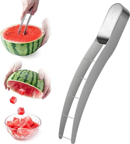 Zeerkeer Wassermelonen Schneider Wassermelone Cutter Edelstahl Wassermelonenschneider zum Zerschneiden Sommer Melonen Würfel Wassermelonen Messer Obstschneider für Familie Parteien Camping, 22A04010 von Zeerkeer