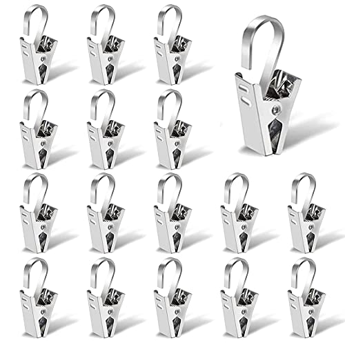 20 Stücke Vorhang Haken aus Edelstahl, Gardinen Vorhang Clips, Edelstahl Cliphaken, Haken Metall Clips, für Dusche Schlafzimmer Wohnzimmer Kunsthandwerk Haus Dekoration von Zefeng