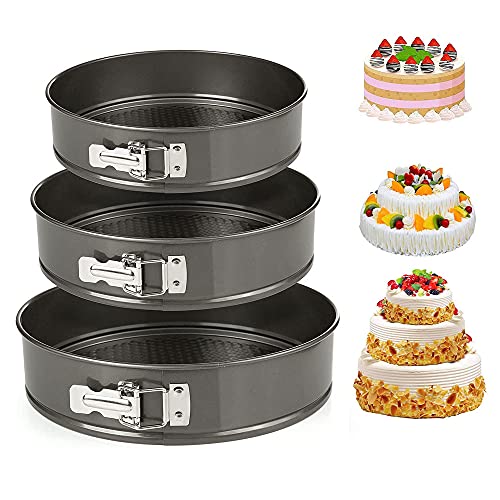 3 Stück Kuchenform Set Rund, Runde Kuchenformen Springform, Springform Backformen Set, Kuchenform Rund 24 cm, Tortenbackform 26 cm, Springform 28 cm Rund, Zum Kuchen Backen Cake von Zefeng