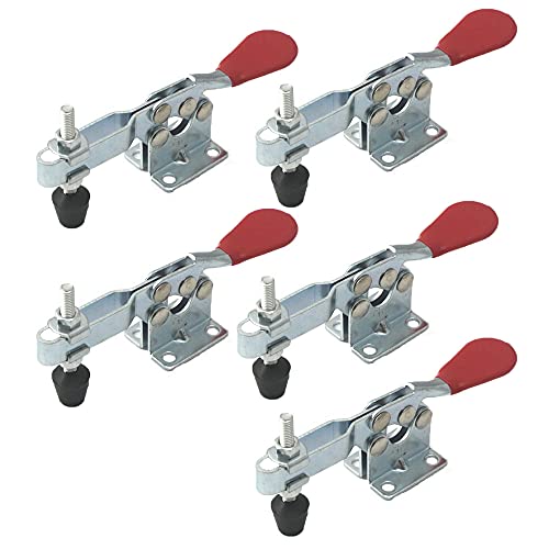 5 Stück Horizontale Klemme, Metall Horizontal Toggle Clamp, Quick Release Clamp Kniehebelspanner, Toggle Clamp Kniehebelspanner Verstellbar, für Maschinenbetrieb, Zimmerei, Schweißen von Zefeng