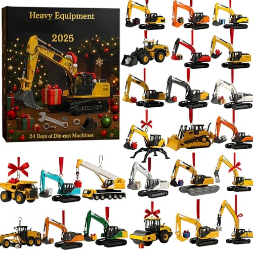Adventskalender Für Schwere Ausrüstung 2025 · 24 Maschinen, Kleine Maschine Ornamente, 2D Acryl Little Machine Ornament-Adventsspielzeug, Von Bagger Und Bulldozern Bis Hin Zu Müllwagen Und Kranen von Zegaqae