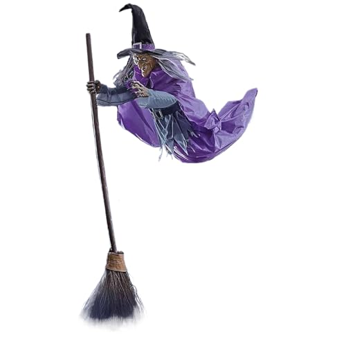 Flying Hexe Halloween Dekors, Fliegende Hexe Auf Besen, Gruseligem Witches Requisiten Für Vordach Garten Haus Terrasse Innen- Und Außenbereich Flying Hexe Halloween Dekors, Fliegende Hexe Auf Besen, Gruseligem Witches Requisiten Für Vordach Garten Haus Terrasse Innen- Und Außenbereich von Zegaqae