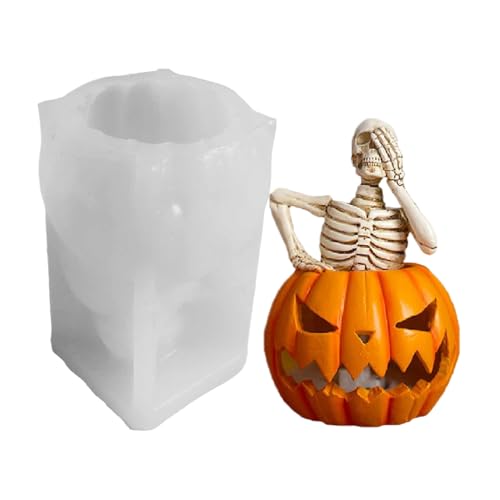 Skelettkürbiskerzenform, 3D Halloween Schädelkerzenform, Silikonform Kerzen Gießen Formen, Für Kekse Fondant Candy Cake Gummy Cupcake Desktop Dekors Skelettkürbiskerzenform, 3D Halloween Schädelkerzenform, Silikonform Kerzen Gießen Formen, Für Kekse Fondant Candy Cake Gummy Cupcake Desktop Dekors von Zegaqae