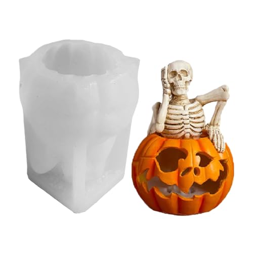 Skelettkürbiskerzenform, 3D Halloween Schädelkerzenform, Silikonform Kerzen Gießen Formen, Für Kekse Fondant Candy Cake Gummy Cupcake Desktop Dekors Skelettkürbiskerzenform, 3D Halloween Schädelkerzenform, Silikonform Kerzen Gießen Formen, Für Kekse Fondant Candy Cake Gummy Cupcake Desktop Dekors von Zegaqae
