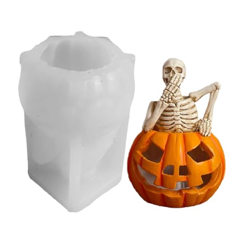 Skelettkürbiskerzenform, 3D Halloween Schädelkerzenform, Silikonform Kerzen Gießen Formen, Für Kekse Fondant Candy Cake Gummy Cupcake Desktop Dekors Skelettkürbiskerzenform, 3D Halloween Schädelkerzenform, Silikonform Kerzen Gießen Formen, Für Kekse Fondant Candy Cake Gummy Cupcake Desktop Dekors von Zegaqae