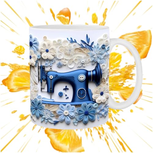 Zegaqae Nähmaschine Tasse - Blumenbedruckte Quiltmaschinen-Kaffeetasse für Nähliebhaber,Kaffee-Latte-Tasse mit Blumenmuster, dekorative Wasserbecher, Geschenk für Damen und Herren Zegaqae Nähmaschine Tasse - Blumenbedruckte Quiltmaschinen-Kaffeetasse für Nähliebhaber,Kaffee-Latte-Tasse mit Blumenmuster, dekorative Wasserbecher, Geschenk für Damen und Herren von Zegaqae