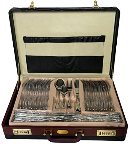 Zegg Besteckset Essbesteck für 12 Personen im Koffer 72-TLG. Besteckgarnitur Silber von Zegg