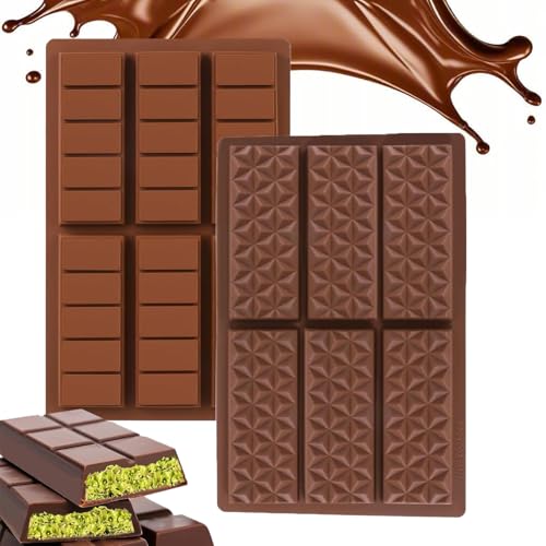 Dubai Schokolade, 2 Stück Schokoladenform Silikon 2 in 1 Silikonform Schokolade, Dubai Schokolade Form für Schokolade Praline Süßigkeiten, Ideal für Silikonform Schokolade mit Pistazien von Zehaokay