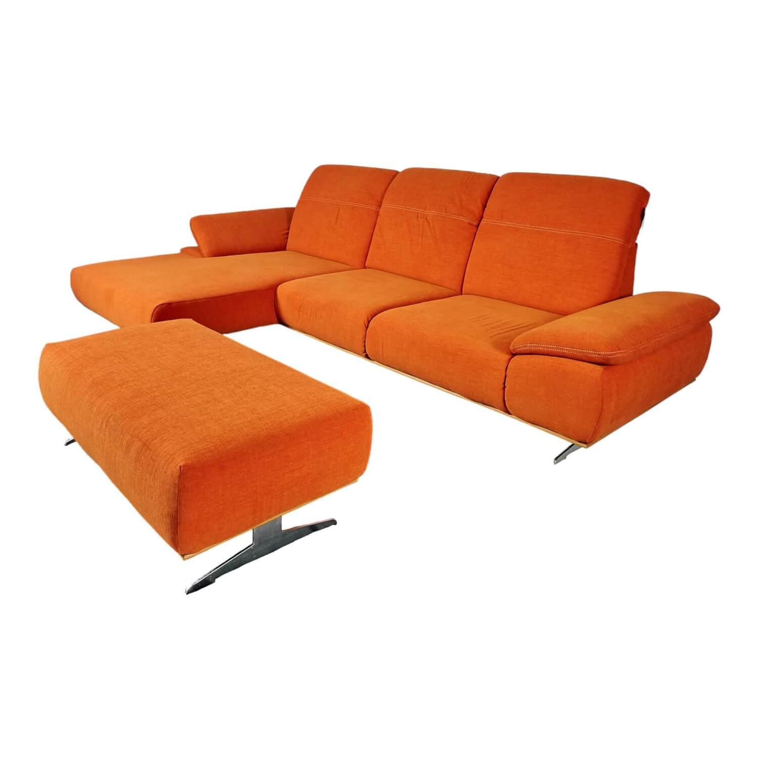 Ecksofa 4300 Stoff Vincent Soft Terra Orange Sichtrahmen Wildeiche Geölt Fuß Met... von Zehdenick