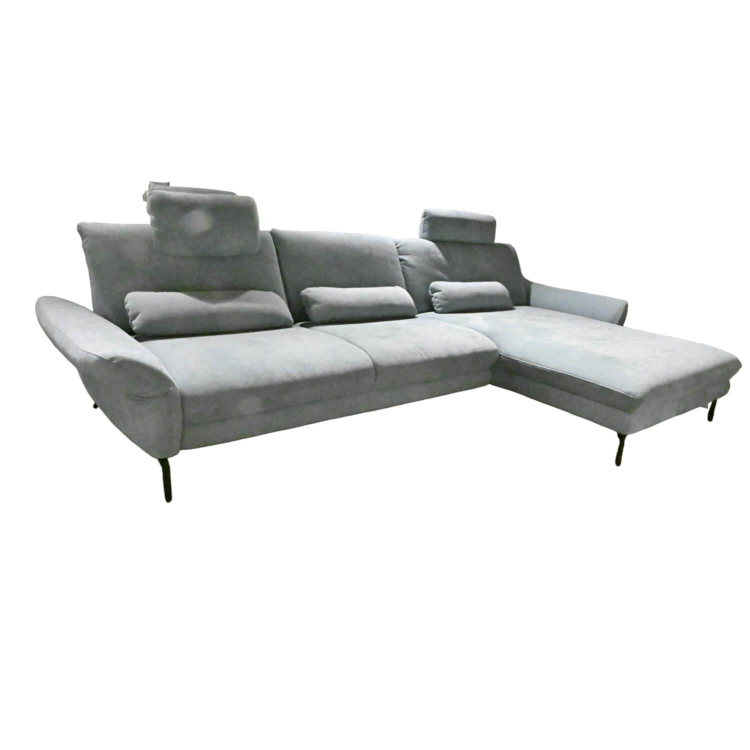 Ecksofa MM ZE22086 Bezug Stoff Milan Ice Grau Fuß Metall Schwarz Inklusive Niere... von Zehdenick