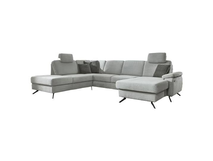 Zehdenick ZE-EM15047 Wohnlandschaft mit Canape rechts in Stoff grau in vielen Farben Querschläfer und Stauraum sowie Relaxfunktion wählbar von Zehdenick