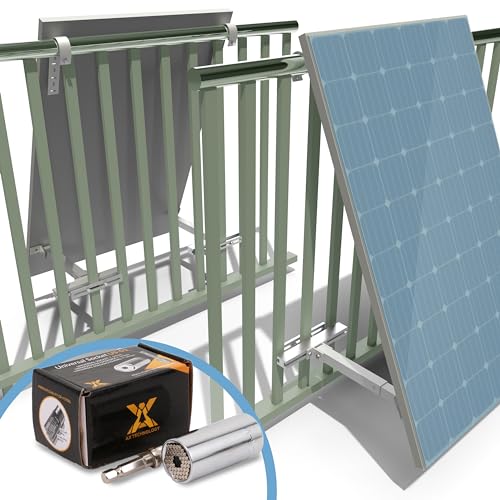 Balkonkhalterung Aluminium für PV Module – Neigungswinkel von 0° oder 10°-30° einstellbar – Vormontiert + Multitool - Maximiere deine Energieeffizienz mit unserer effektiven Solarpanel Halterung von Zehnder