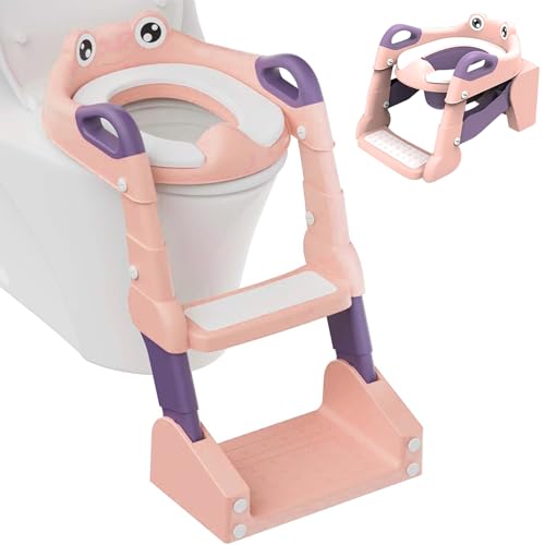 Toilettensitz Kinder mit Treppe,2 IN 1 Toilettensitz Kinder,Toilettentrainer für Kinder,Upgraded Kindertoilette für Jungen und Mädchen,Kinder Toilettensitz,WC Sitz Kinder,Klositz für Kinder von ZeiLaBang Kakadi
