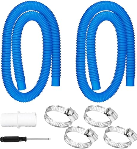 2 Stück 150cm Poolschlauch,Poolschlauch 32mm für Poolpumpen mit 4 Sicherungsclip und 1 Schlauchverbinder,Poolpumpenschlauch für Filterpumpe und Schwimmbad von ZeiLaBang Kakadi