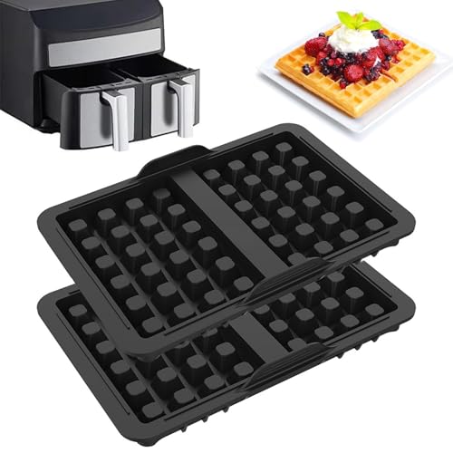 2 Stück Waffeleinsatz Heißluftfritteuse Zubehör,Silikon Belgische Waffelform,Kompatibel mit Ninja AF300EU, AF400EU, AF451EU, SL400EU und AF500DE,Waffel Air fryer Zubehör Silikonform Wiederverwendbarer von ZeiLaBang Kakadi