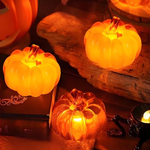 3 Stück Herbstdeko Kürbis Laternen,Herbstdeko Kürbis Deko mit LED Licht,Halloween Lantern,Herbst Dekoration Halloween Deko Beleuchtet Für Erntedankfest Weihnachten Tischdeko Innen Party von ZeiLaBang Kakadi