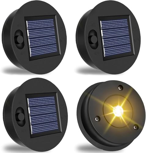 ZeiLaBang Kakadi 4 Stück Solarleuchten Ersatzteile 7CM,Solarleuchten Ersatz Top mit LED,Solarlampen Ersatz Top,Wasserdicht Solarpanel Ersatzteil für Solarlaterne, Solar Gartenleuchten und DIY von ZeiLaBang Kakadi