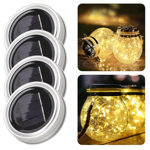 4 Stück Solarleuchten Ersatzteile 8.5CM,Solarleuchten Ersatz Top mit LED,Solarlampen Ersatz Top,Wasserdicht Solarleuchten Solarpanel Ersatzteil für Solarlaterne, Solar Gartenleuchten und DIY von ZeiLaBang Kakadi