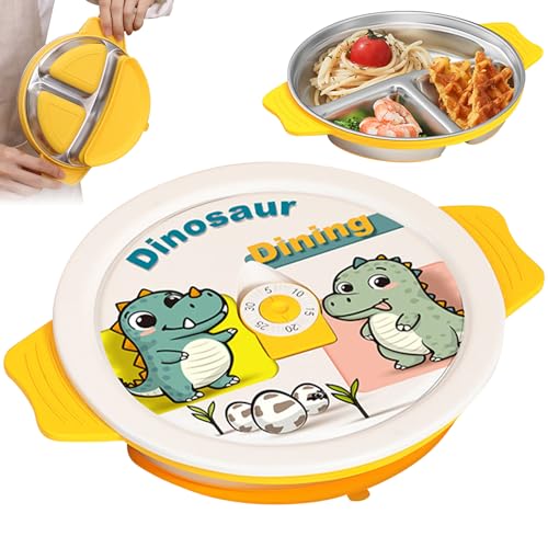 Baby Teller mit Saugnapf,Kinderteller mit Saugnapf,Edelstahl Teller Baby,Rutschfestes Babytablett mit Drei Fächern und Deckel,Edelstahl-Material Kinderteller,Unzerbrechliches baby Geschirrset Baby Teller mit Saugnapf,Kinderteller mit Saugnapf,Edelstahl Teller Baby,Rutschfestes Babytablett mit Drei Fächern und Deckel,Edelstahl-Material Kinderteller,Unzerbrechliches baby Geschirrset von ZeiLaBang Kakadi