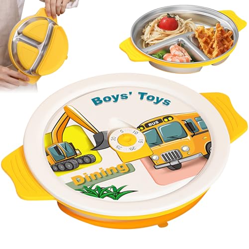 Baby Teller mit Saugnapf,Kinderteller mit Saugnapf,Edelstahl Teller Baby,Rutschfestes Babytablett mit Drei Fächern und Deckel,Edelstahl-Material Kinderteller,Unzerbrechliches baby Geschirrset Baby Teller mit Saugnapf,Kinderteller mit Saugnapf,Edelstahl Teller Baby,Rutschfestes Babytablett mit Drei Fächern und Deckel,Edelstahl-Material Kinderteller,Unzerbrechliches baby Geschirrset von ZeiLaBang Kakadi