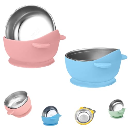 ZeiLaBang Kakadi 2 Stück Baby-Schüsseln Mit Saugnapf,2 in 1 Verbrühungsschutz Baby Schalen mit Saugnapf Edelstahl,2-in-1 Edelstahl & Silikon Kinder-Schüssel,Silikon Saugfutter Kinder Schale ZeiLaBang Kakadi 2 Stück Baby-Schüsseln Mit Saugnapf,2 in 1 Verbrühungsschutz Baby Schalen mit Saugnapf Edelstahl,2-in-1 Edelstahl & Silikon Kinder-Schüssel,Silikon Saugfutter Kinder Schale von ZeiLaBang Kakadi